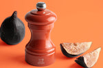 Moulin à sel sec manuel Peugeot Bistro en bois de hêtre laqué terracotta 10cm