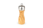 Moulin à sel sec manuel Peugeot Fidji en bois d'olivier et inox - 15 cm