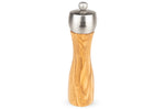 Moulin à sel sec manuel Peugeot Fidji en bois d'olivier et inox - 20 cm