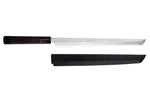 Couteau sakimaru takohiki japonais artisanal 30cm Sakai Takayuki Byakko manche en ébène + étui