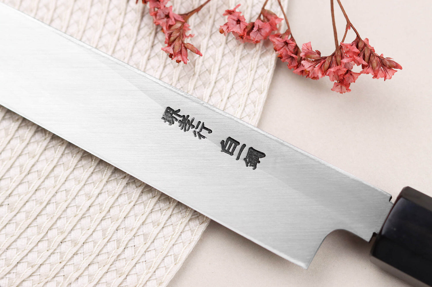 Couteau sakimaru takohiki japonais artisanal 30cm Sakai Takayuki Byakko manche en ébène + étui