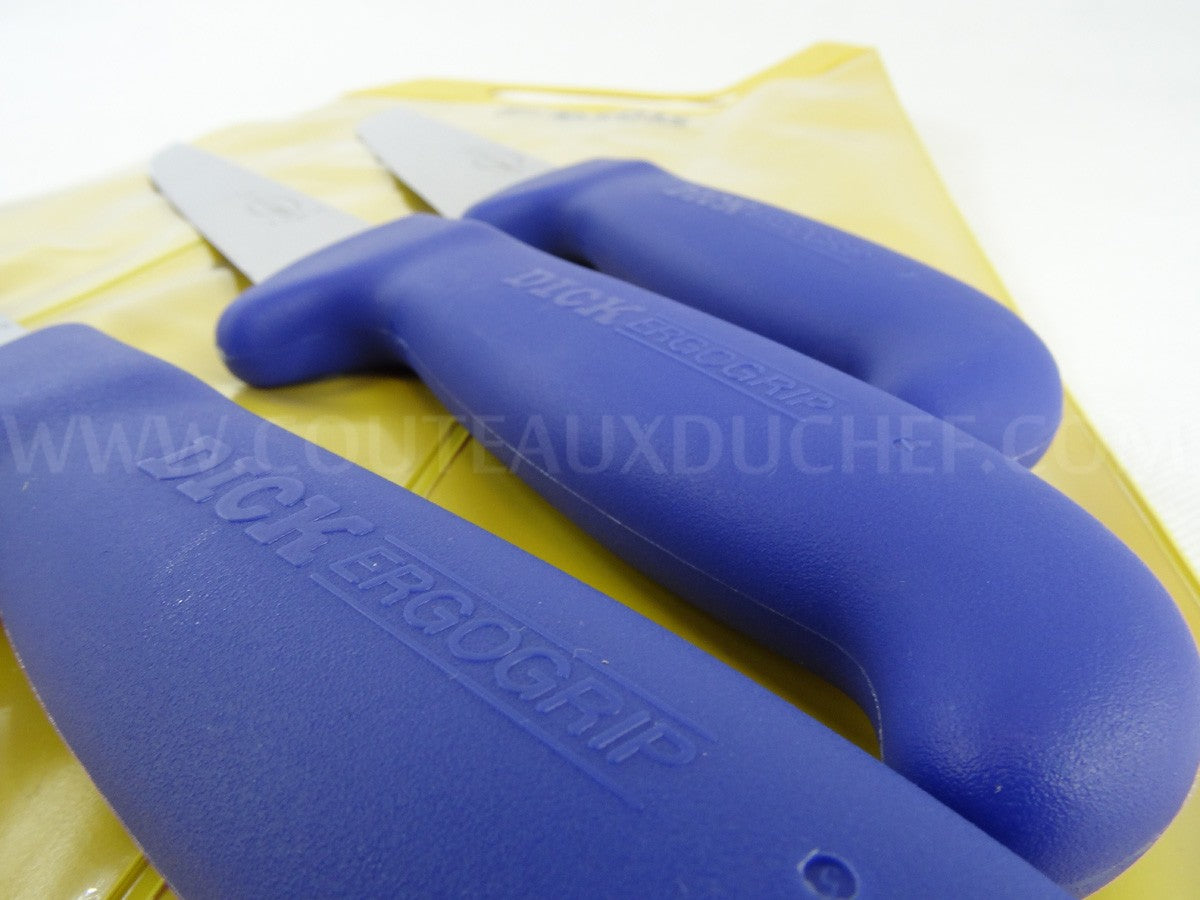 Pochette de 3 couteaux de boucher bleus DICK ERGOGRIP désosseur+saigner+boucher