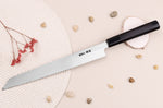 Couteau yanagiba kiritsuke japonais artisanal 27cm Sakai Takayuki Byakko manche en ébène + étui