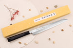 Couteau yanagiba kiritsuke japonais artisanal 27cm Sakai Takayuki Byakko manche en ébène + étui