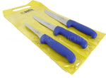 Pochette de 3 couteaux de boucher bleus DICK ERGOGRIP désosseur+saigner+boucher