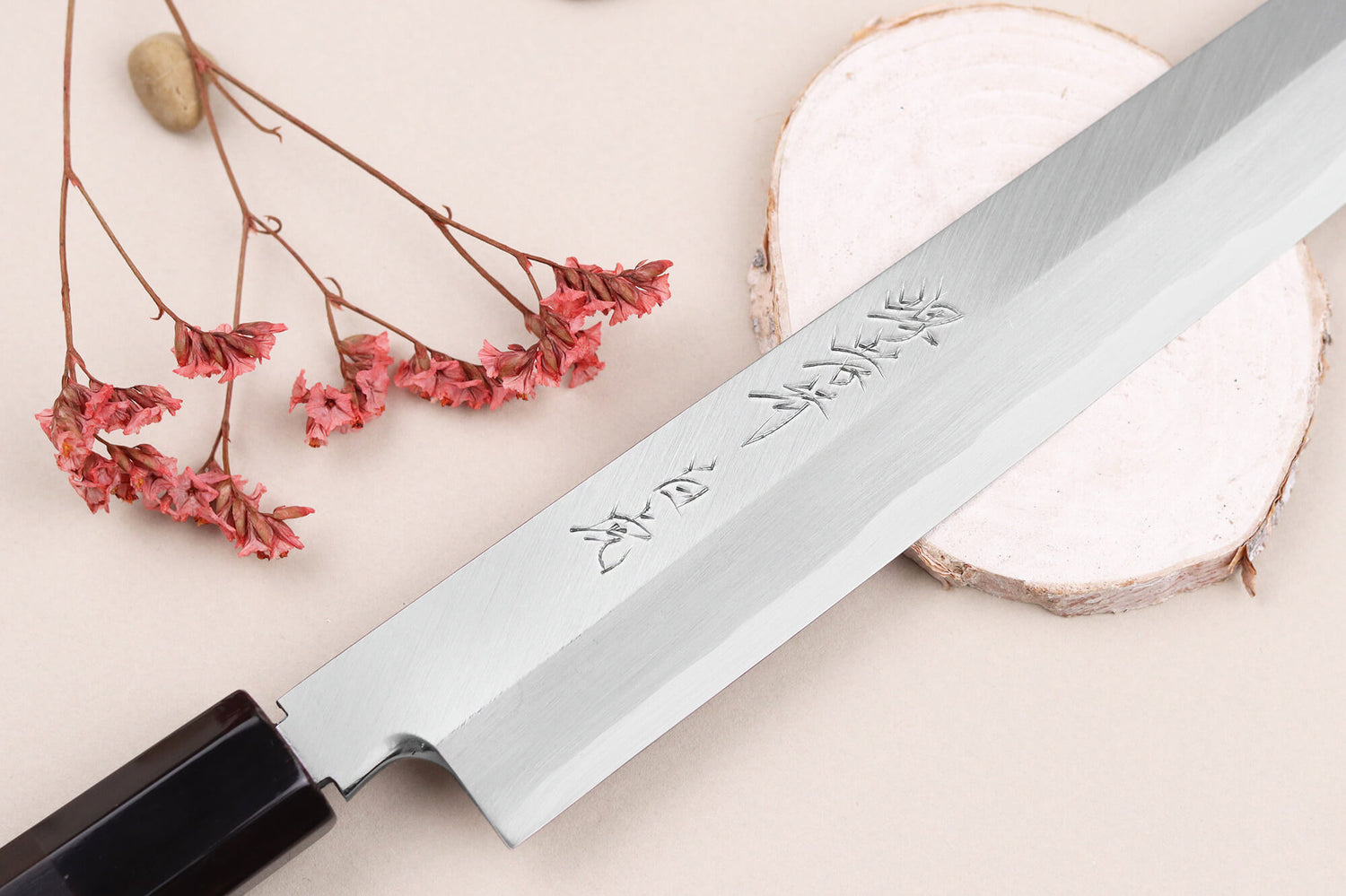 Couteau yanagiba kiritsuke japonais artisanal 27cm Sakai Takayuki Byakko manche en ébène + étui