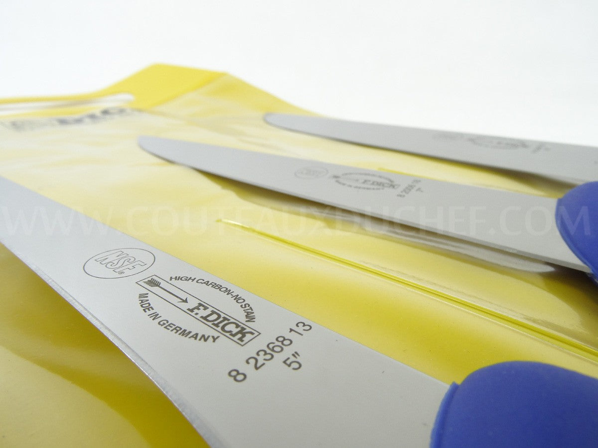 Pochette de 3 couteaux de boucher bleus DICK ERGOGRIP désosseur+saigner+boucher