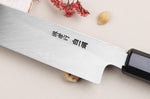 Couteau yanagiba kiritsuke japonais artisanal 30cm Sakai Takayuki Byakko manche en ébène + étui