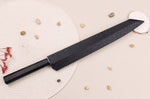Couteau yanagiba kiritsuke japonais artisanal 30cm Sakai Takayuki Byakko manche en ébène + étui