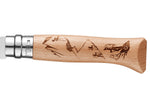 Couteau pliant Opinel Tradition Gravures Rando n°08 lame 8,5cm manche hêtre