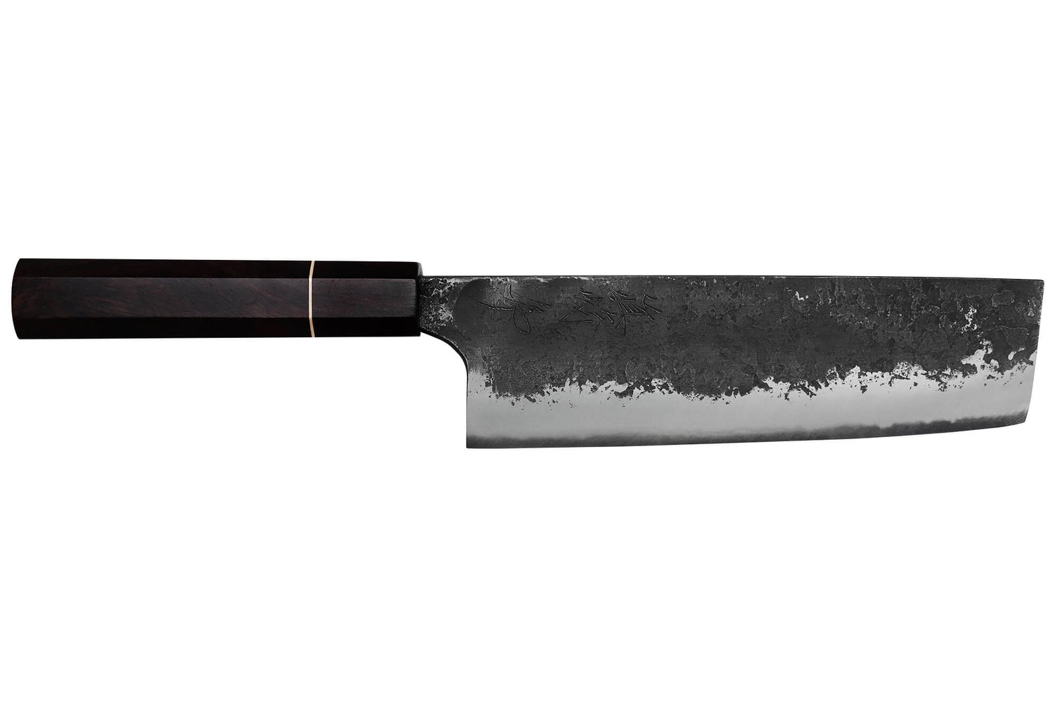 Couteau nakiri 16,5cm japonais artisanal Naoki Mazaki WS2 Black Nashiji