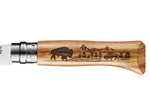 Couteau pliant Opinel Tradition Gravures Animalia Bison n°08 lame 8,5cm manche chêne
