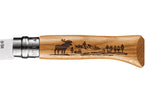 Couteau pliant Opinel Tradition Gravures Animalia Elan n°08 lame 8,5cm manche chêne