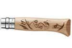 Couteau pliant Opinel Tradition Gravures Ski n°08 lame 8,5cm manche hêtre