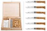 Coffret 6 couteaux Opinel Tradition Gravures Animalia n°08 lame 8,5cm manche chêne