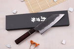 Couteau bunka 16,5cm japonais artisanal Naoki Mazaki WS2 Black Nashiji
