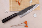 Couteau gyuto 18cm japonais artisanal Naoki Mazaki WS2 Black Nashiji
