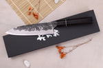 Couteau gyuto 18cm japonais artisanal Naoki Mazaki WS2 Black Nashiji