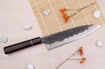 Couteau gyuto 21cm japonais artisanal Naoki Mazaki WS2 Black Nashiji