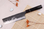 Couteau nakiri 16,5cm japonais artisanal Naoki Mazaki WS2 Black Nashiji