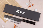 Couteau nakiri 16,5cm japonais artisanal Naoki Mazaki WS2 Black Nashiji