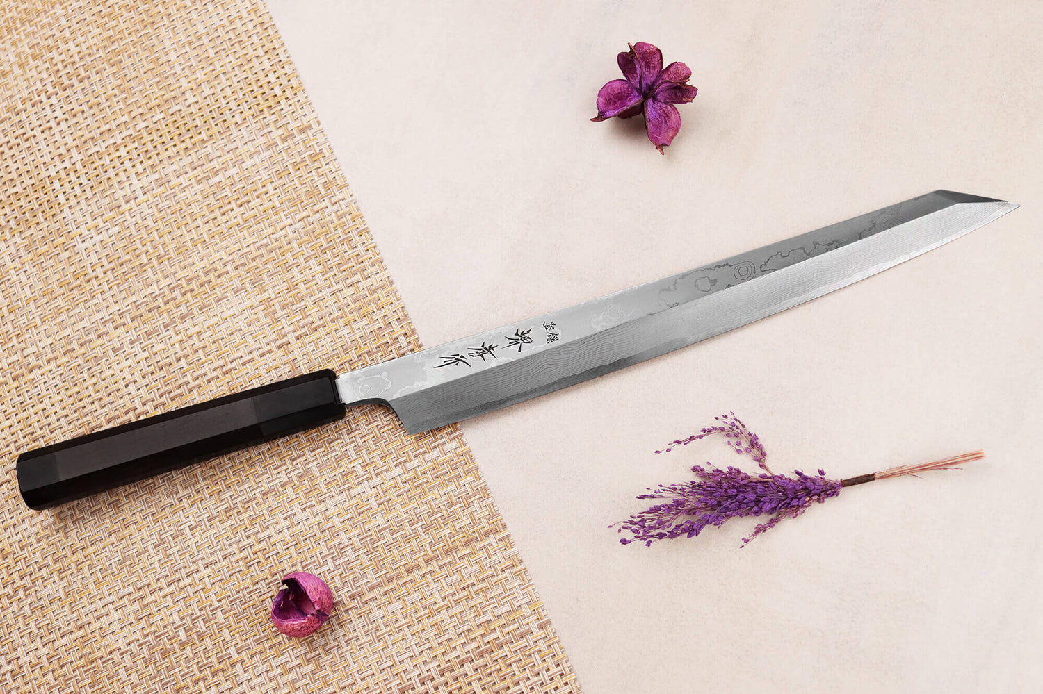 Couteau yanagiba kiritsuke 30cm japonais artisanal Sakai Takayuki Seiryu damas
