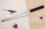Couteau yanagiba kiritsuke 30cm japonais artisanal Sakai Takayuki Seiryu damas