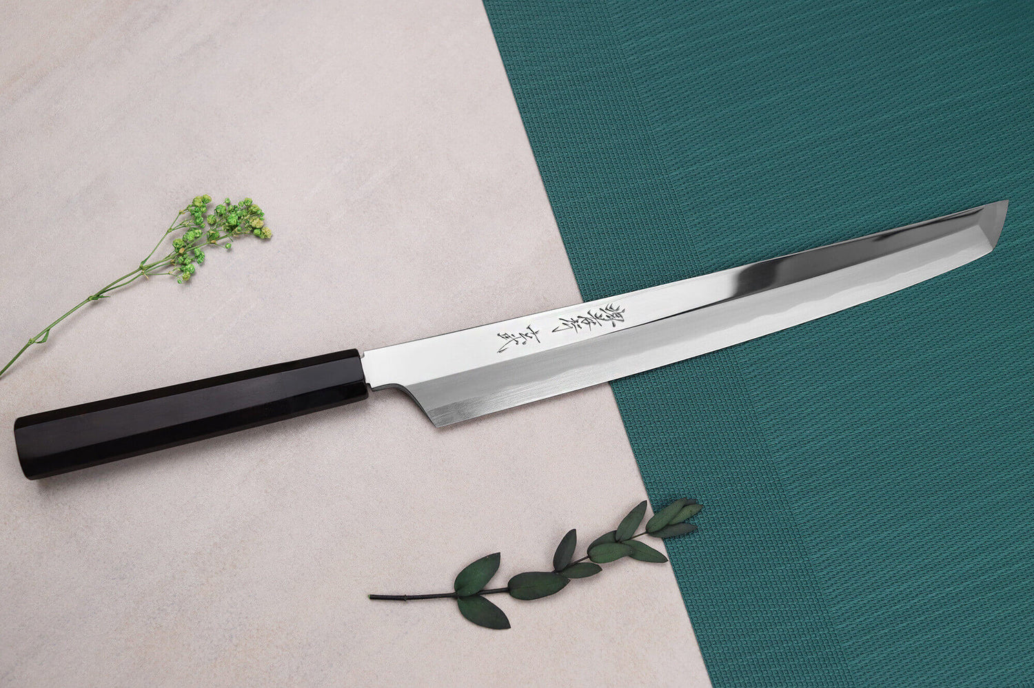Couteau sakimaru yanagiba 30cm japonais artisanal Sakai Takayuki Genbu