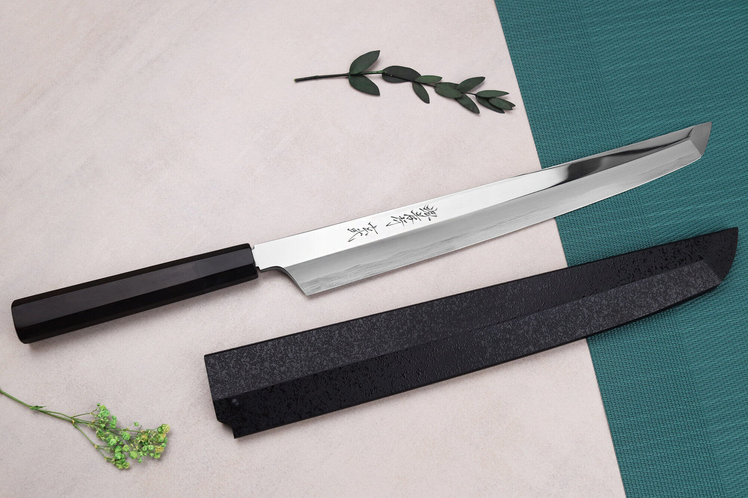 Couteau sakimaru yanagiba 30cm japonais artisanal Sakai Takayuki Genbu
