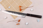 Couteau sujihiki 24cm japonais artisanal Naoki Mazaki WS2 Black Nashiji