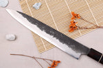 Couteau sujihiki 24cm japonais artisanal Naoki Mazaki WS2 Black Nashiji