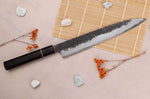 Couteau sujihiki 24cm japonais artisanal Naoki Mazaki WS2 Black Nashiji