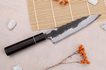 Couteau universel 15cm japonais artisanal Naoki Mazaki WS2 Black Nashiji
