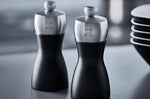 Coffret duo de moulins à poivre et à sel sec Peugeot Fidji en bois de hêtre et inox noir - 12 cm