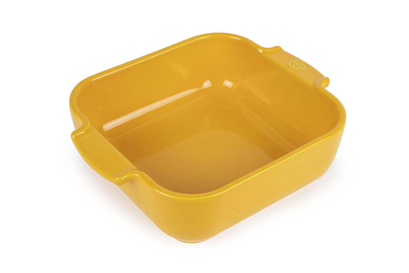 Plat four carré Peugeot Appolia en céramique jaune safran - 21cm