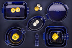 Plat four rectangle Peugeot Appolia en céramique bleu