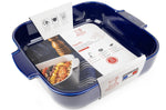 Plat four carré Peugeot Appolia en céramique bleu - 36 cm