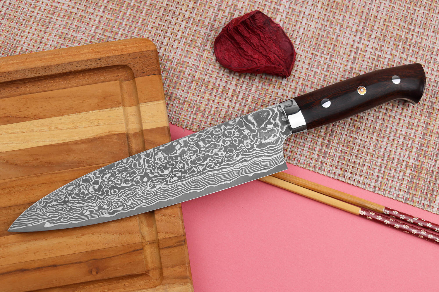 Couteau de chef japonais Takeshi Saji R2 Damas Mosaïque 21cm