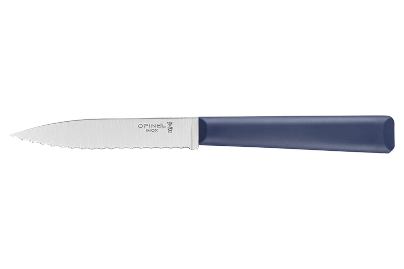 Couteau d'office Opinel Les Essentiels + n°313 lame 10cm crantée manche en polymère bleu