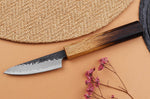 Couteau d'office 8cm japonais artisanal Yuzo Black AS chêne brûlé