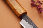 Couteau d'office 8cm japonais artisanal Yuzo Black AS chêne brûlé