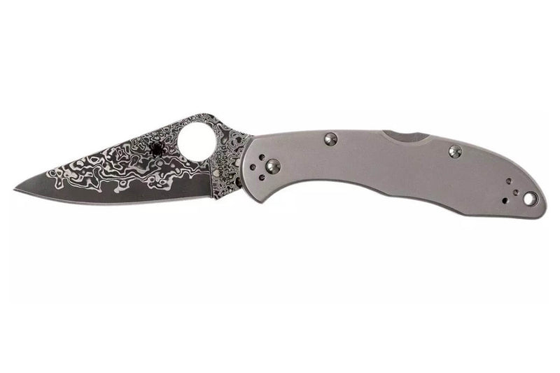 Couteau pliant SPYDERCO DELICA 4 Titanium Damas C11TIPD 11cm + étui