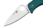 Couteau pliant Spyderco LeafJumper C262SBLK390 lame dentée manche nylon / fibre de verre bleu 11,3cm