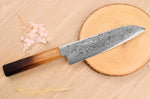 Couteau santoku japonais artisanal Yoshihiro ZAD lame damassée 18cm