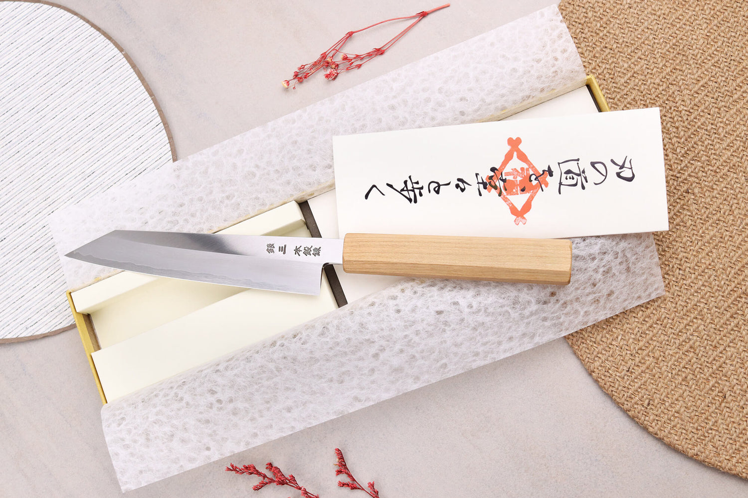 Couteau universel kiritsuke 15cm japonais artisanal Hado Ginsan Cherry