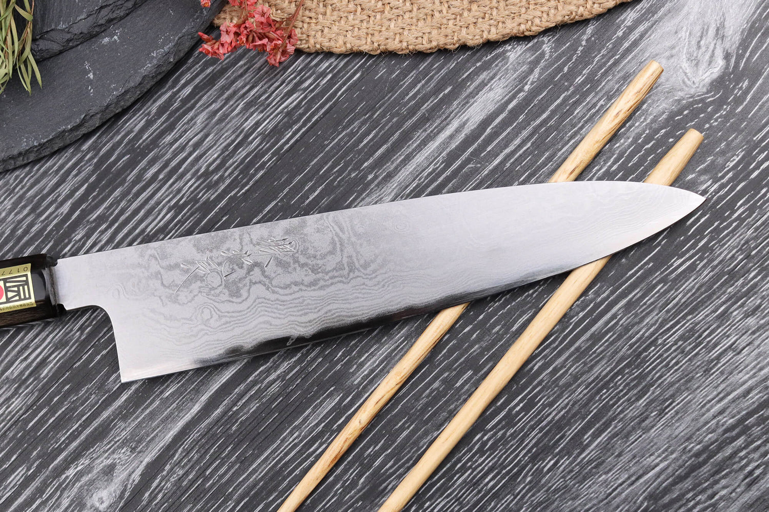 Couteau de chef japonais artisanal haut de gamme Yoshikazu Ikeda damas Blue Steel 1 21cm
