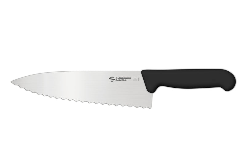Couteau de chef professionnel Ambrogio Sanelli Supra dentelé noir - 20 cm