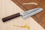 Couteau santoku japonais artisanal Wusaki Yoshi G3 chêne 16,5cm