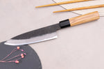 Couteau universel 15cm japonais artisanal Hinoura Mutsumi Ajikataya Black Nashiji