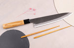 Couteau de chef 24cm japonais artisanal Hinoura Mutsumi Ajikataya Black Nashiji